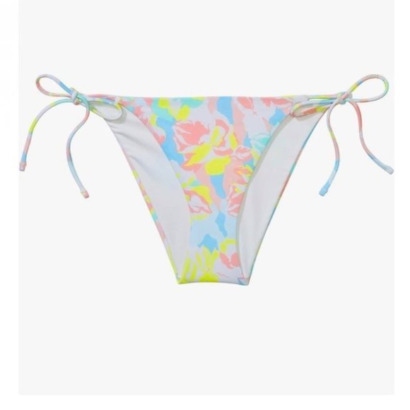 38D/L Victoria Secret Swim Push Up Top Bikini Set Side Tie Cheeky Camo Floral - Picture 7 of 9